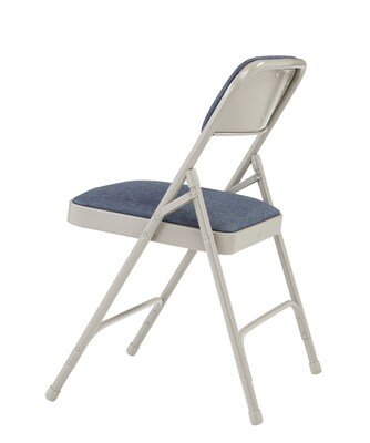 NPS 2200 Series Fabric Padded Premium Folding Chairs, Imperial Blue/Gray, 4 Pack (2205/4)