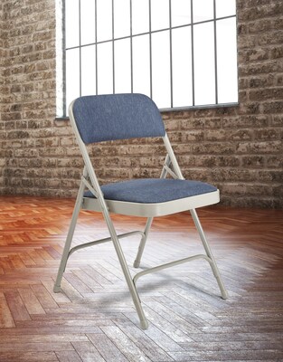 NPS 2200 Series Fabric Padded Premium Folding Chairs, Imperial Blue, 4/Pack (2205/4)