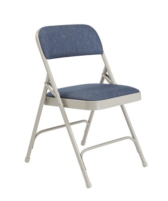 NPS 2200 Series Fabric Padded Premium Folding Chairs, Imperial Blue/Gray, 4 Pack (2205/4)