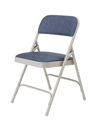 NPS 2200 Series Fabric Padded Premium Folding Chairs, Imperial Blue/Gray, 4 Pack (2205/4)