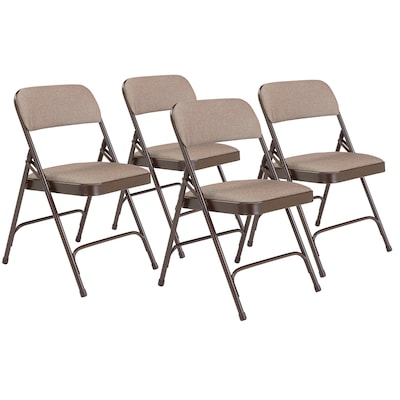 NPS 2200 Series Fabric Padded Premium Folding Chairs, Russet Walnut, 4 Pack (2207/4)