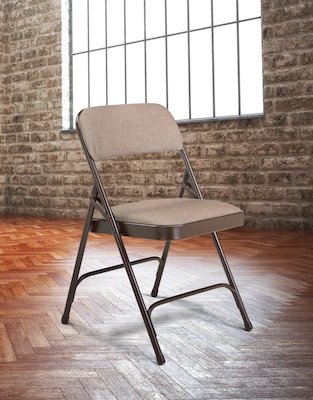 NPS 2200 Series Fabric Padded Premium Folding Chairs, Russet Walnut, 4/Pack (2207/4)