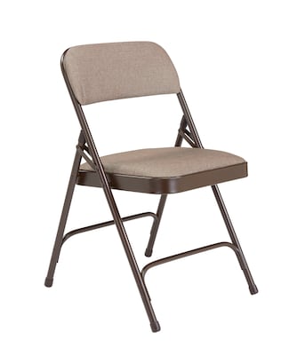 NPS 2200 Series Fabric Padded Premium Folding Chairs, Russet Walnut, 4 Pack (2207/4)