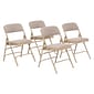 NPS 2300 Series Fabric Padded Triple Brace Double Hinge Premium Folding Chairs, Cafe Beige/Beige, 4 Pack (2301/4)