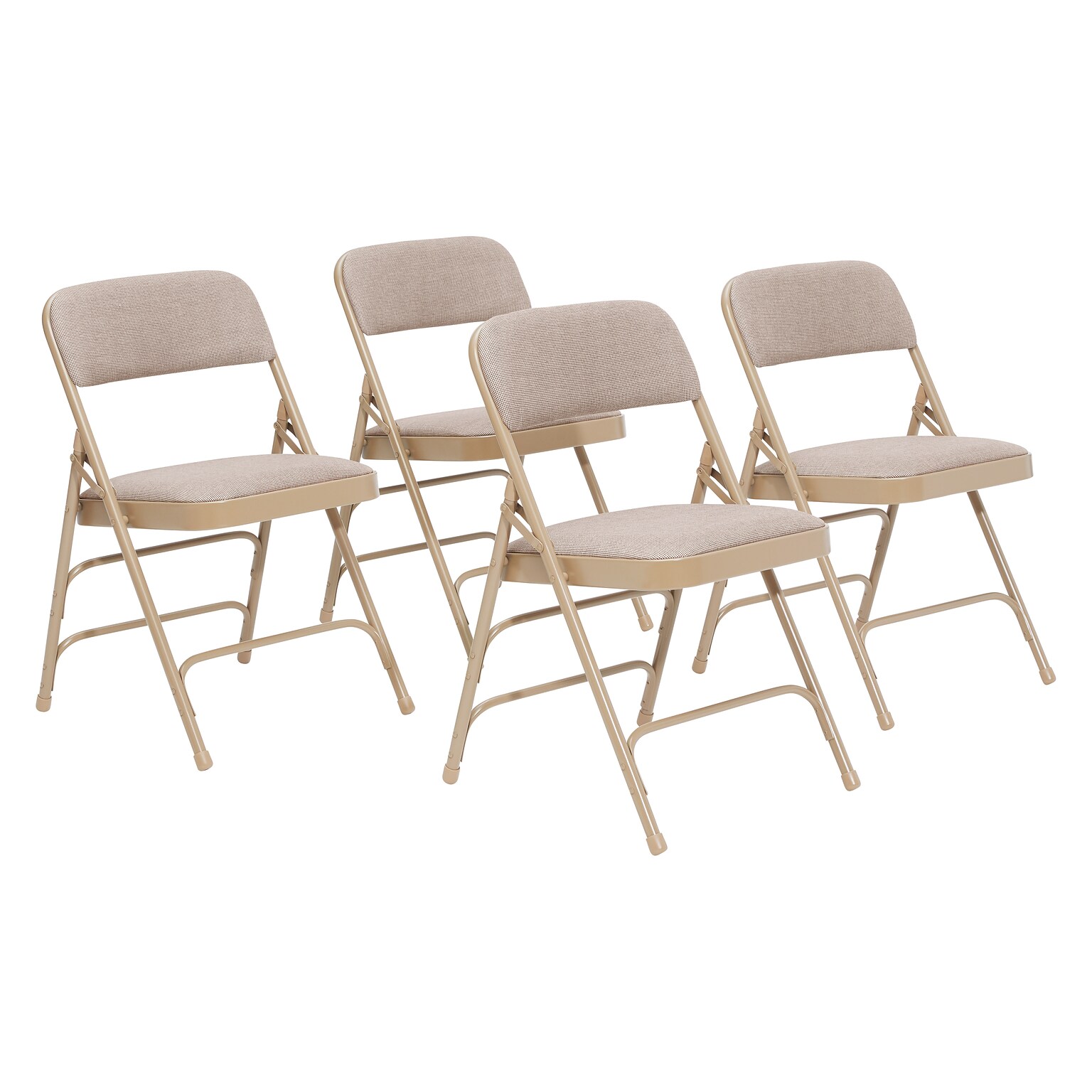 NPS 2300 Series Fabric Padded Triple Brace Double Hinge Premium Folding Chairs, Cafe Beige/Beige, 4 Pack (2301/4)