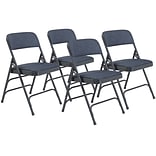 NPS 2300 Series Fabric Padded Triple Brace, Double Hinge Premium Folding Chairs, Imperial Blue, 4 Pa