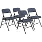 NPS 2300 Series Fabric Padded Triple Brace, Double Hinge Premium Folding Chairs, Imperial Blue, 4 Pack (2304/4)
