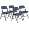 NPS 2300 Series Fabric Padded Triple Brace, Double Hinge Premium Folding Chairs, Imperial Blue, 4 Pa