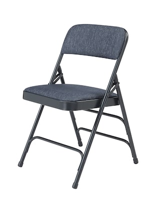 NPS 2300 Series Fabric Padded Triple Brace, Double Hinge Premium Folding Chairs, Imperial Blue, 4 Pa
