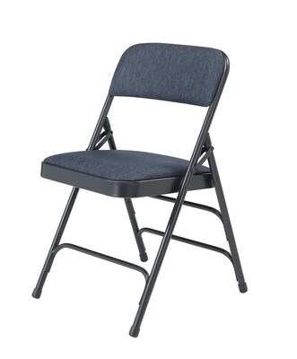 NPS 2300 Series Fabric Padded Triple Brace, Double Hinge Premium Folding Chairs, Imperial Blue, 4 Pa