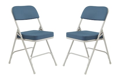 NPS 3200 Series Premium 2 Fabric Padded Folding Chairs, Regal Blue/Gray, 2 Pack (3215/2)