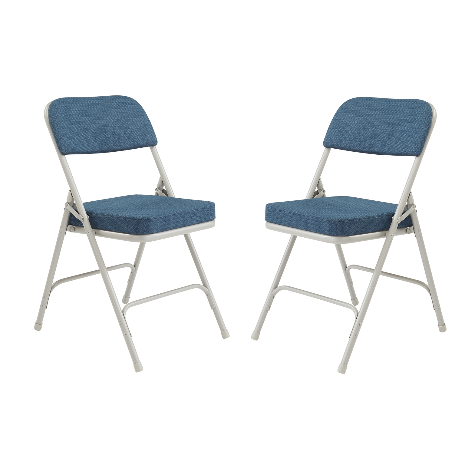 NPS 3200 Series Premium 2 Fabric Padded Folding Chairs, Regal Blue/Gray, 2 Pack (3215/2)