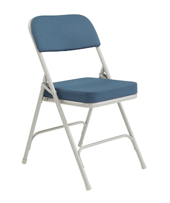 NPS 3200 Series Premium 2 Fabric Padded Folding Chairs, Regal Blue/Gray, 2 Pack (3215/2)