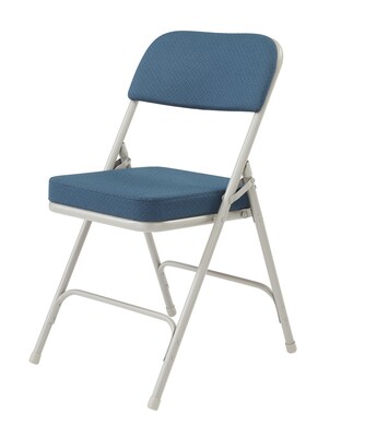 NPS 3200 Series Premium 2" Fabric Padded Folding Chairs, Regal Blue/Gray, 2 Pack (3215/2)