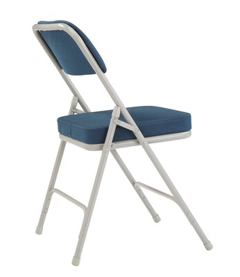 NPS 3200 Series Premium 2" Fabric Padded Folding Chairs, Regal Blue/Gray, 2 Pack (3215/2)