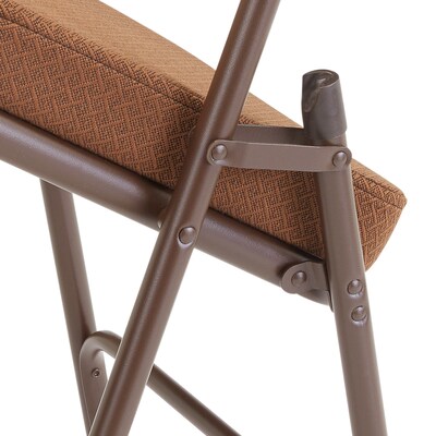 NPS 3200 Series Premium 2" Fabric Padded Folding Chairs, Antique Gold/Brown, 2 Pack (3219/2)