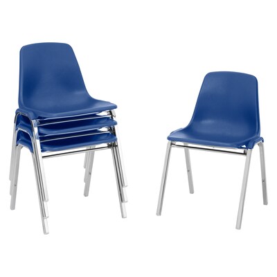 National Public Seating 8100 Series Poly Shell Stack Chair, Slate Blue, 4 Pack (8125/4)