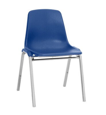 National Public Seating 8100 Series Poly Shell Stack Chair, Slate Blue, 4 Pack (8125/4)