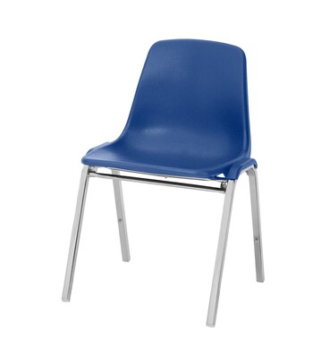 National Public Seating 8100 Series Poly Shell Stack Chair, Slate Blue, 4 Pack (8125/4)