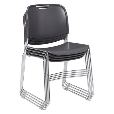 NPS 8500 Series Hi-Tech Ultra-Compact Plastic Seat/Back Stack Chair, Gunmetal/Chrome, 4 Pack (8502/4)