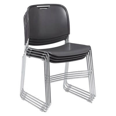 NPS 8500 Series Hi-Tech Ultra-Compact Plastic Seat/Back Stack Chair, Gunmetal/Chrome, 4 Pack (8502/4