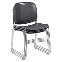 NPS 8500 Series Hi-Tech Ultra-Compact Plastic Seat/Back Stack Chair, Gunmetal/Chrome, 4 Pack (8502/4