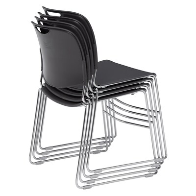 NPS 8500 Series Hi-Tech Ultra-Compact Plastic Seat/Back Stack Chair, Gunmetal/Chrome, 4 Pack (8502/4)