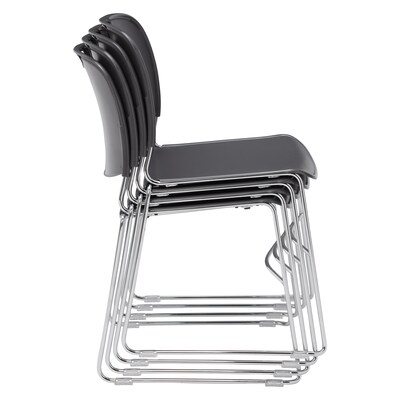 NPS 8500 Series Hi-Tech Ultra-Compact Plastic Seat/Back Stack Chair, Gunmetal/Chrome, 4 Pack (8502/4)