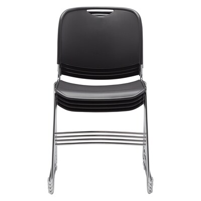 NPS 8500 Series Hi-Tech Ultra-Compact Plastic Seat/Back Stack Chair, Gunmetal/Chrome, 4 Pack (8502/4)