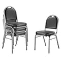 NPS 9200 Series Dome-Back Vinyl Padded Stack Chair, Panther Black/Silvervein, 4 Pack (9210-SV/4)