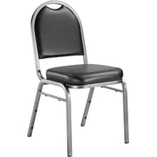 NPS 9200 Series Dome-Back Vinyl Padded Stack Chair, Panther Black/Silvervein, 4 Pack (9210-SV/4)