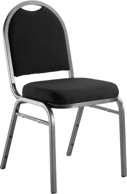 NPS 9200 Series Dome-Back Fabric Padded Stack Chair, Ebony Black/Silvervein, 4 Pack (9260-SV/4)