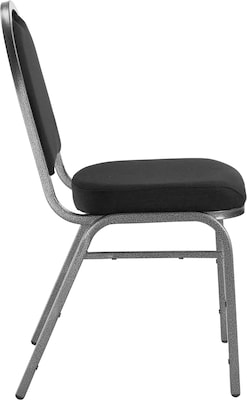 NPS 9200 Series Dome-Back Fabric Padded Stack Chair, Ebony Black/Silvervein, 4 Pack (9260-SV/4)