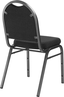 NPS 9200 Series Dome-Back Fabric Padded Stack Chair, Ebony Black/Silvervein, 4 Pack (9260-SV/4)