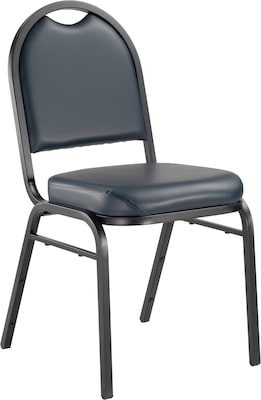 NPS 9200 Series Dome-Back Vinyl Padded Stack Chair, Midnight Blue/Black Sandtex (9204-BT)