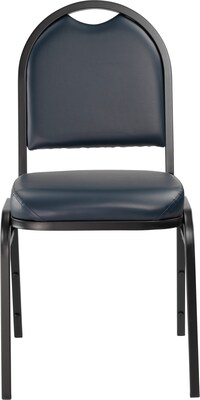 NPS 9200 Series Dome-Back Vinyl Padded Stack Chair, Midnight Blue/Black Sandtex (9204-BT)