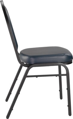 NPS 9200 Series Dome-Back Vinyl Padded Stack Chair, Midnight Blue/Black Sandtex (9204-BT)