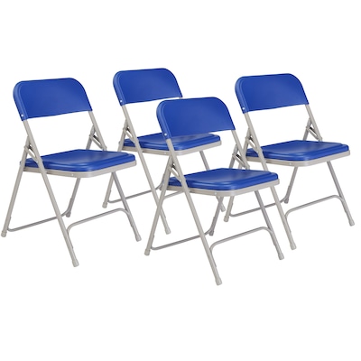 NPS 800 Series Premium Light-Weight Plastic Folding Chairs, Blue/Gray, 4 Pack (805/4)