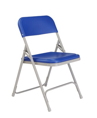 NPS 800 Series Premium Light-Weight Plastic Folding Chairs, Blue/Gray, 4 Pack (805/4)