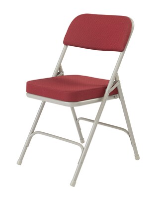 NPS 3200 Series Fabric Armless Premium Folding Chair, New Burgundy/Gray -2 Pack (3218/2)