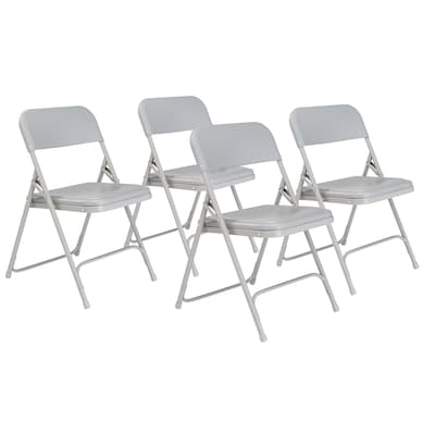 National Public Seating 800 Series Premium Lightweight Steel Frame Plastic Folding Chairs, Gray, 4 P