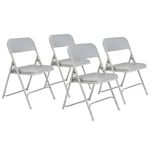 National Public Seating 800 Series Premium Lightweight Steel Frame Plastic Folding Chairs, Gray, 4 P