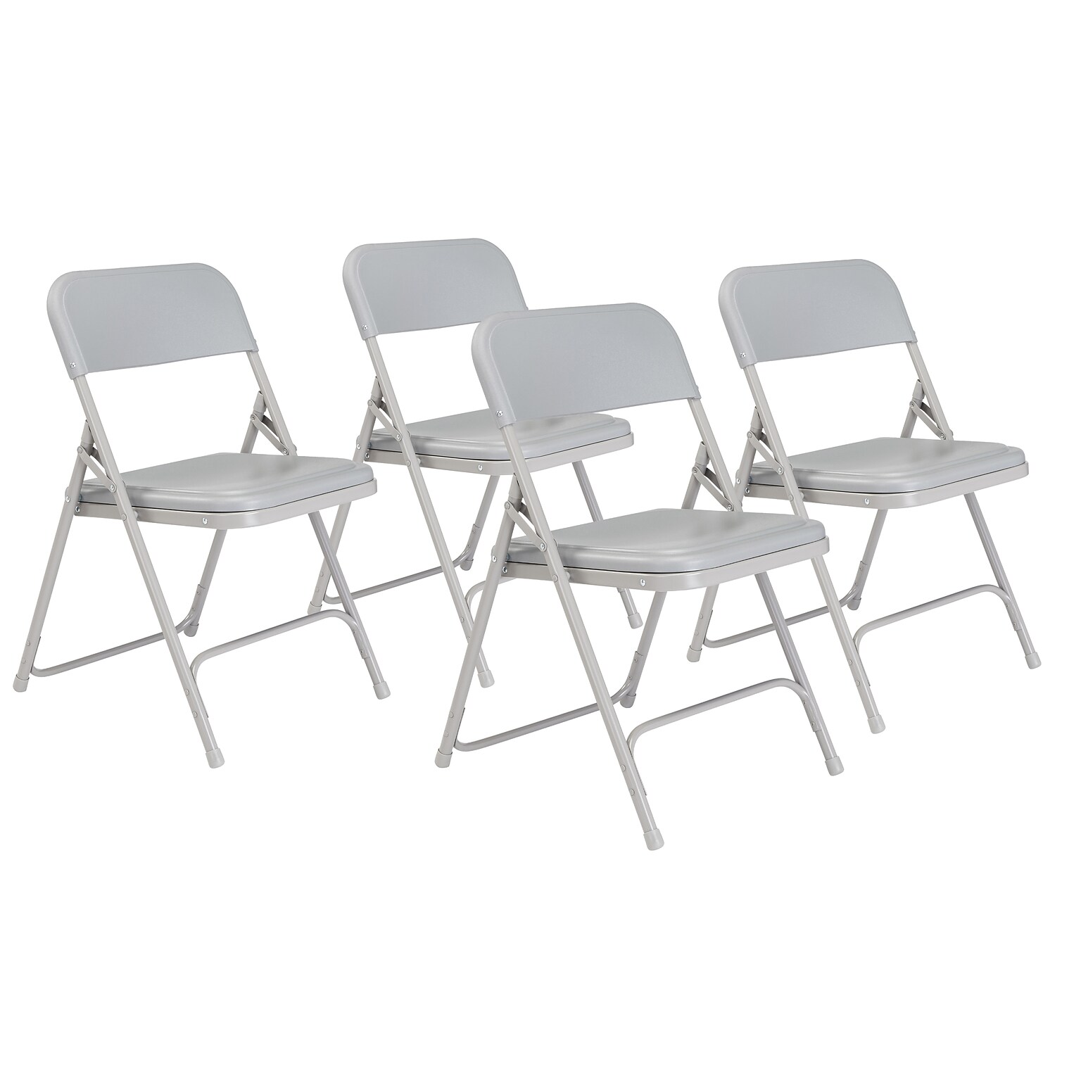 National Public Seating 800 Series Premium Lightweight Steel Frame Plastic Folding Chairs, Gray, 4 Pack (802/4)