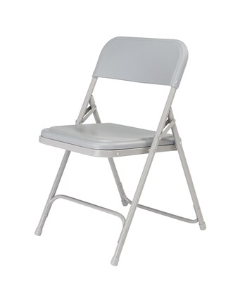 National Public Seating 800 Series Premium Lightweight Steel Frame Plastic Folding Chairs, Gray, 4 Pack (802/4)