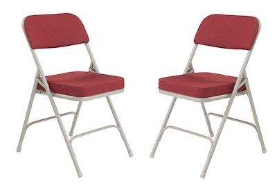 NPS 3200 Series Fabric Armless Premium Folding Chair, New Burgundy/Gray -2 Pack (3218/2)