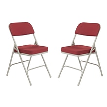 NPS 3200 Series Fabric Armless Premium Folding Chair, New Burgundy/Gray -2 Pack (3218/2)