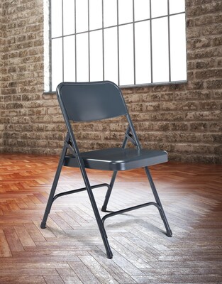 NPS 200 Series All-Steel Armless Premium Folding Chair, Char-Blue, 4 Pack (204/4)