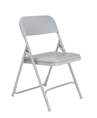 National Public Seating 800 Series Premium Lightweight Steel Frame Plastic Folding Chairs, Gray, 4 Pack (802/4)