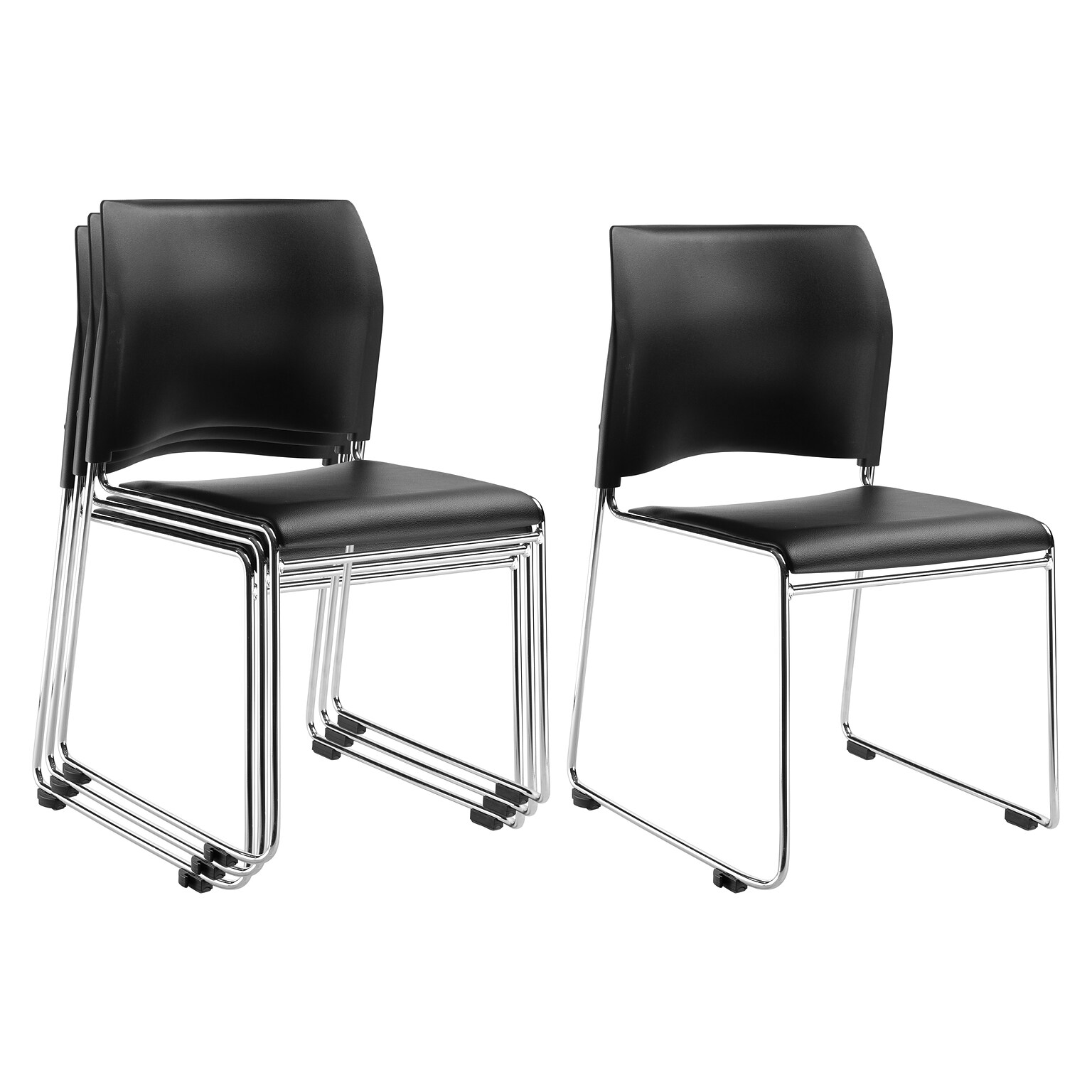 NPS 8700 Series Vinyl Cafetorium Stack Chair, Black, 4/Pack (8710-11-10/4)