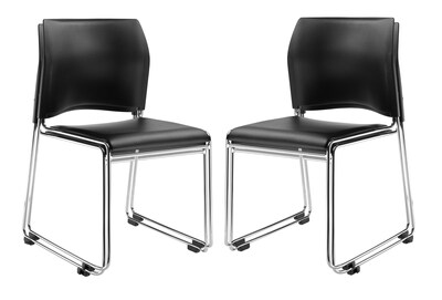 NPS 8700 Series Vinyl Cafetorium Stack Chair, Black, 4/Pack (8710-11-10/4)